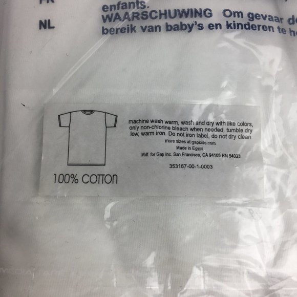 NWT; Gap kids white tee undershirt; SZ- Large/ 10 - Picture 2 of 3
